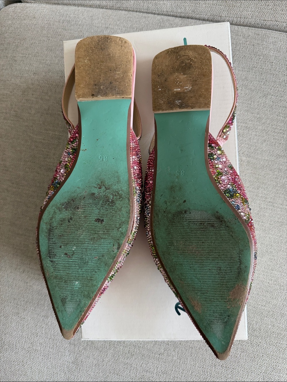 Betsey Johnson Pink Beaded Pointed-Toe Slingback Mules - Picture 5 of 10